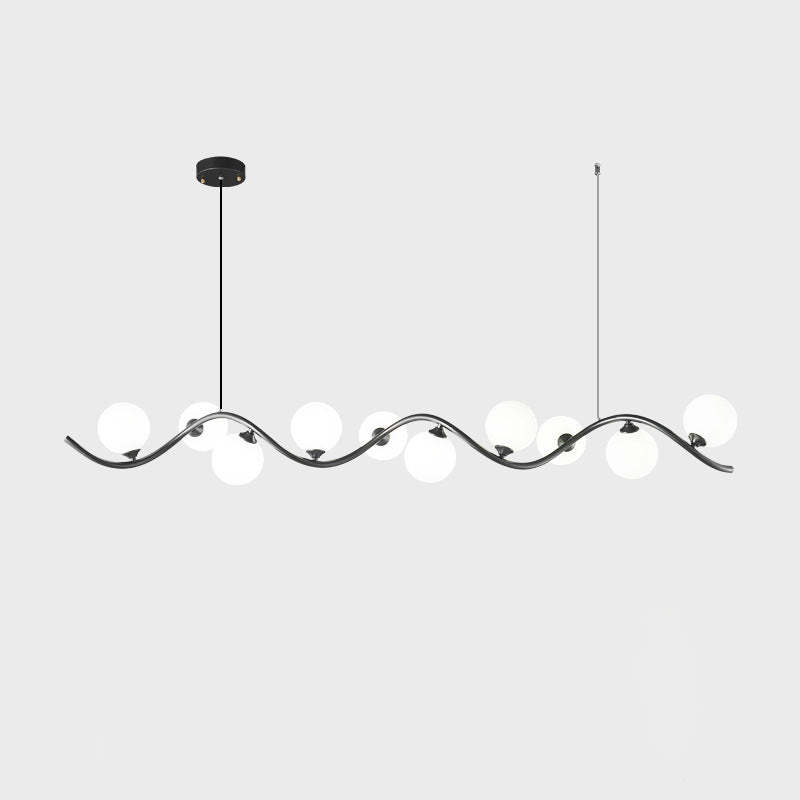 Glass Iron Curved Globe Island Chandelier