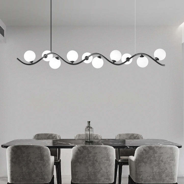 Glass Iron Curved Globe Island Chandelier — 10 / 110V-120V For US/CA