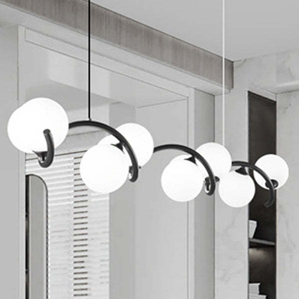 Glass Iron Curved Globe Island Chandelier