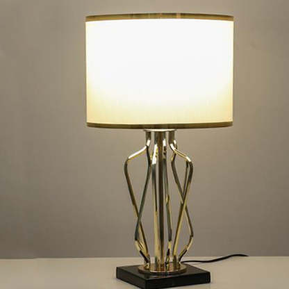 Contemporary Fabric Metal Marble Curved Lamp