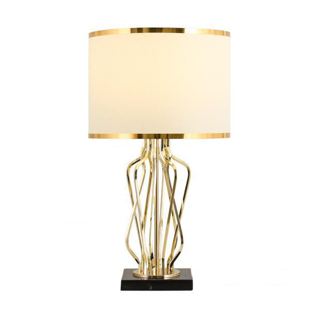 Contemporary Fabric Metal Marble Curved Lamp