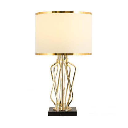 Contemporary Fabric Metal Marble Curved Lamp