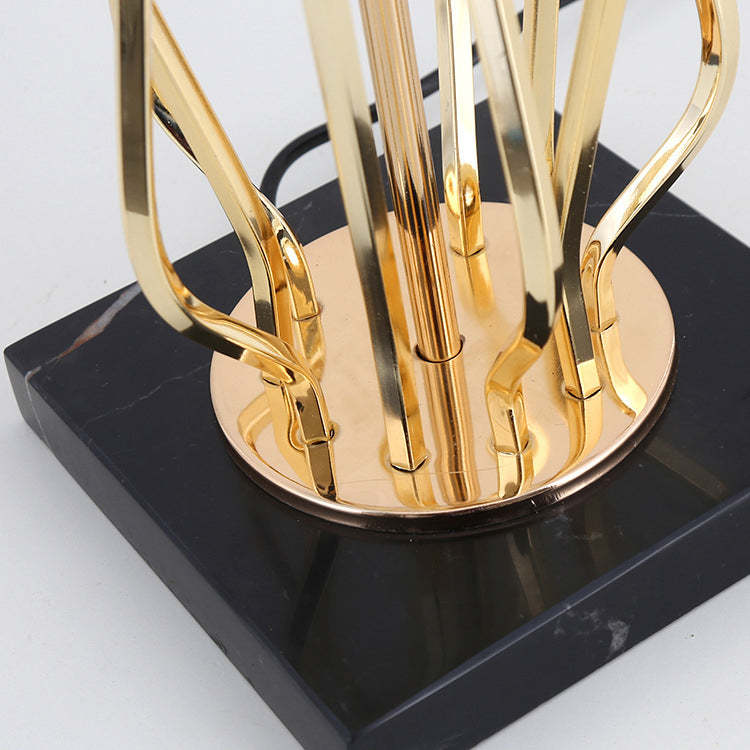 Contemporary Fabric Metal Marble Curved Lamp