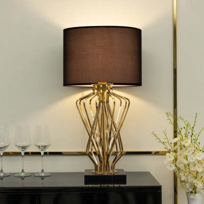 Contemporary Fabric Metal Marble Curved Lamp
