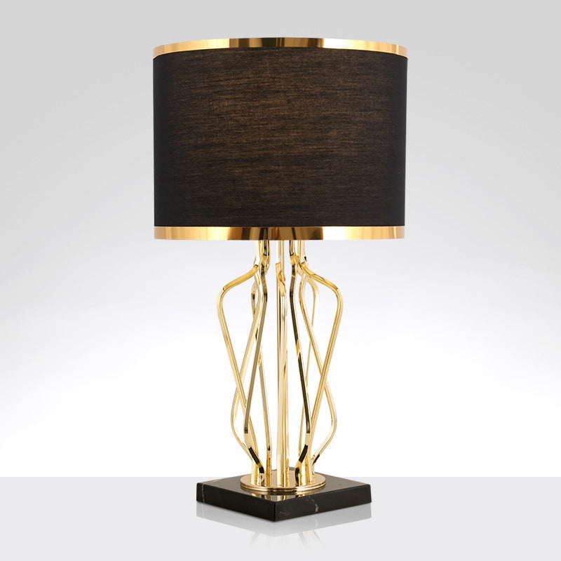 Contemporary Fabric Metal Marble Curved Lamp