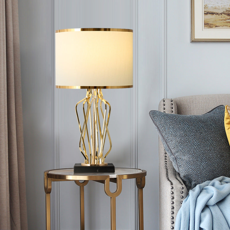 Contemporary Fabric Metal Marble Curved Lamp