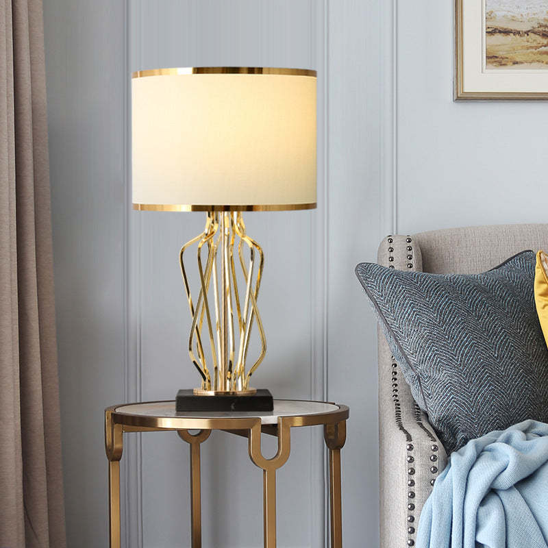 Contemporary Fabric Metal Marble Curved Lamp