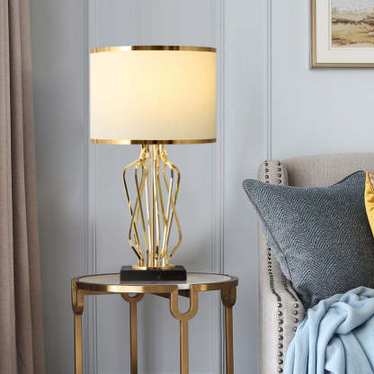 Contemporary Fabric Metal Marble Curved Lamp