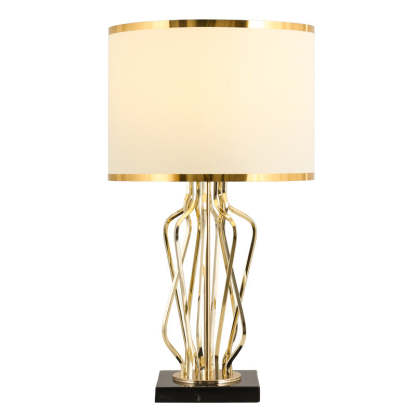 Contemporary Fabric Metal Marble Curved Lamp