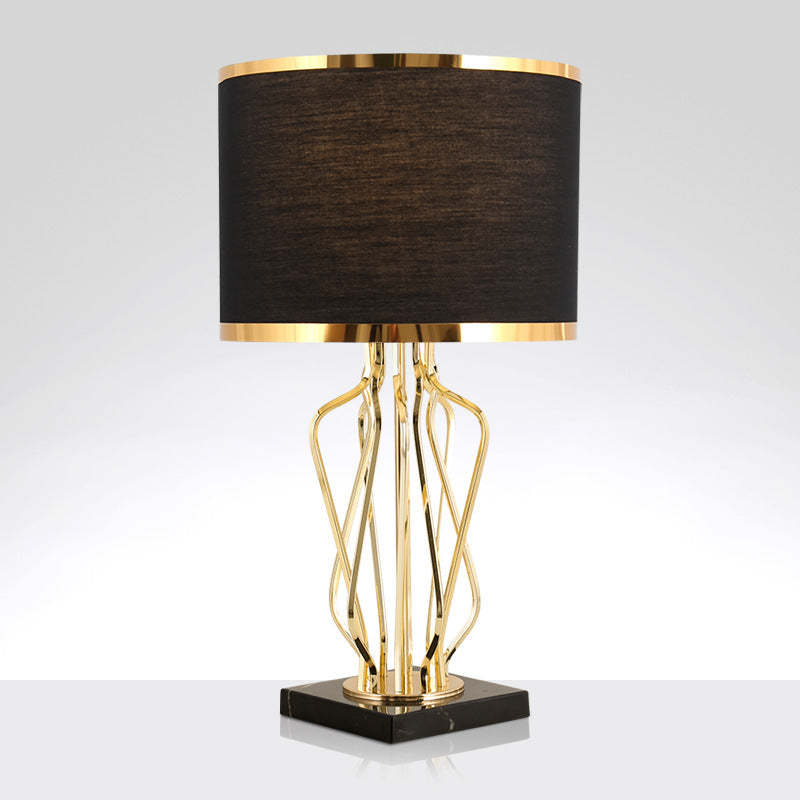 Contemporary Fabric Metal Marble Curved Lamp