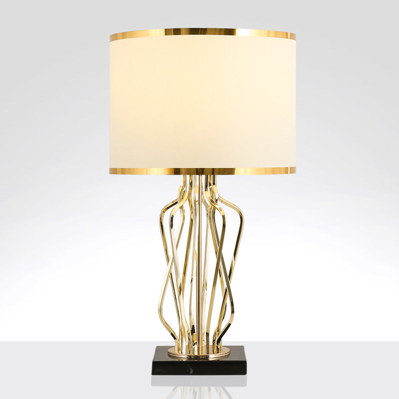 Contemporary Fabric Metal Marble Curved Lamp