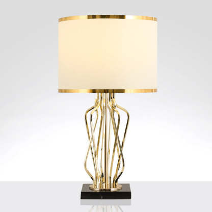 Contemporary Fabric Metal Marble Curved Lamp