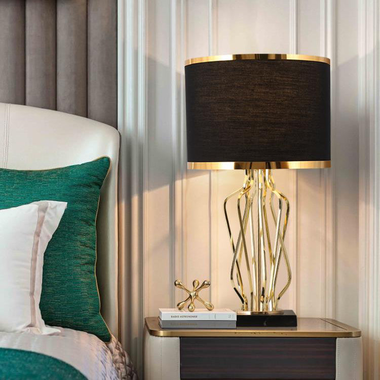 Contemporary Fabric Metal Marble Curved Lamp