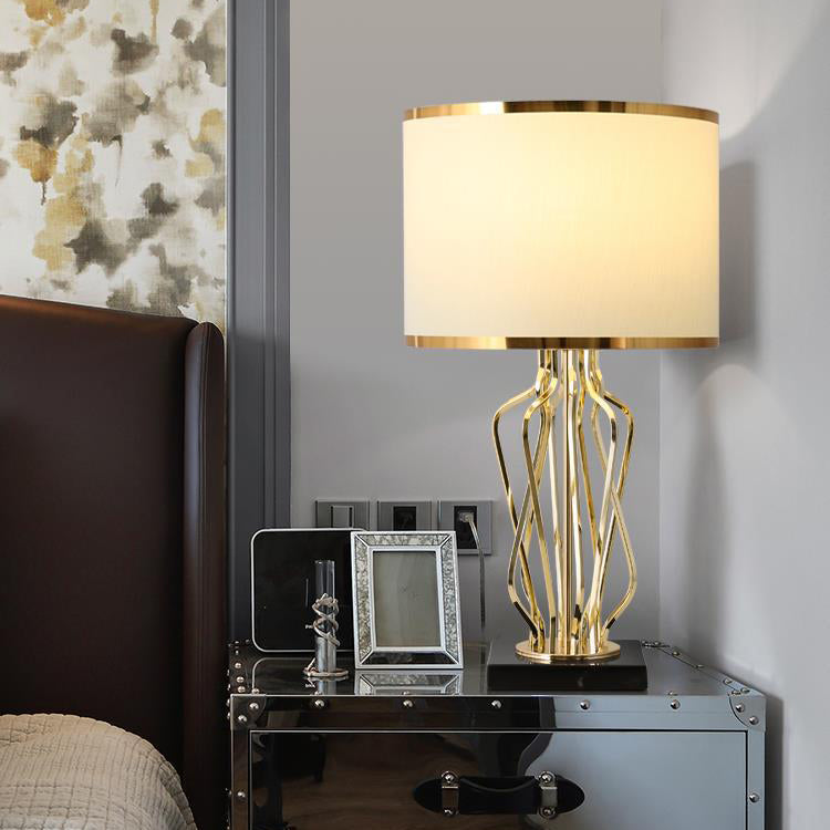 Contemporary Fabric Metal Marble Curved Lamp