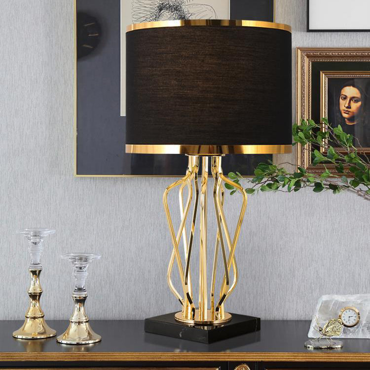 Contemporary Fabric Metal Marble Curved Lamp