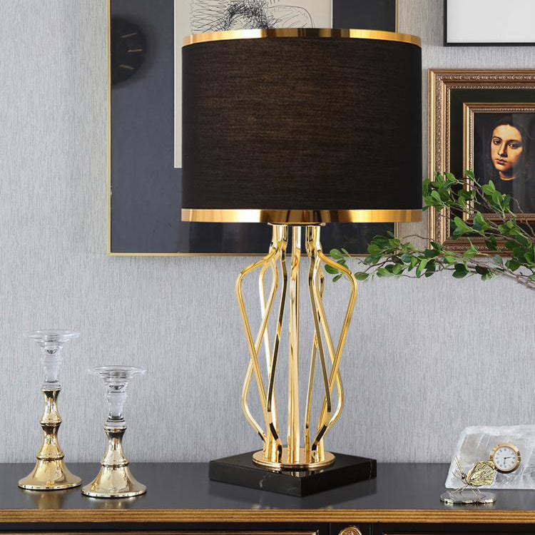 Contemporary Fabric Metal Marble Curved Lamp