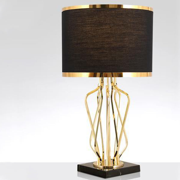 Contemporary Fabric Metal Marble Curved Lamp
