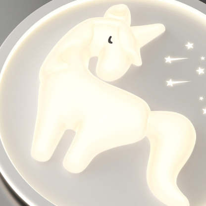 Art Deco Iron Unicorn LED Flush Ceiling Light