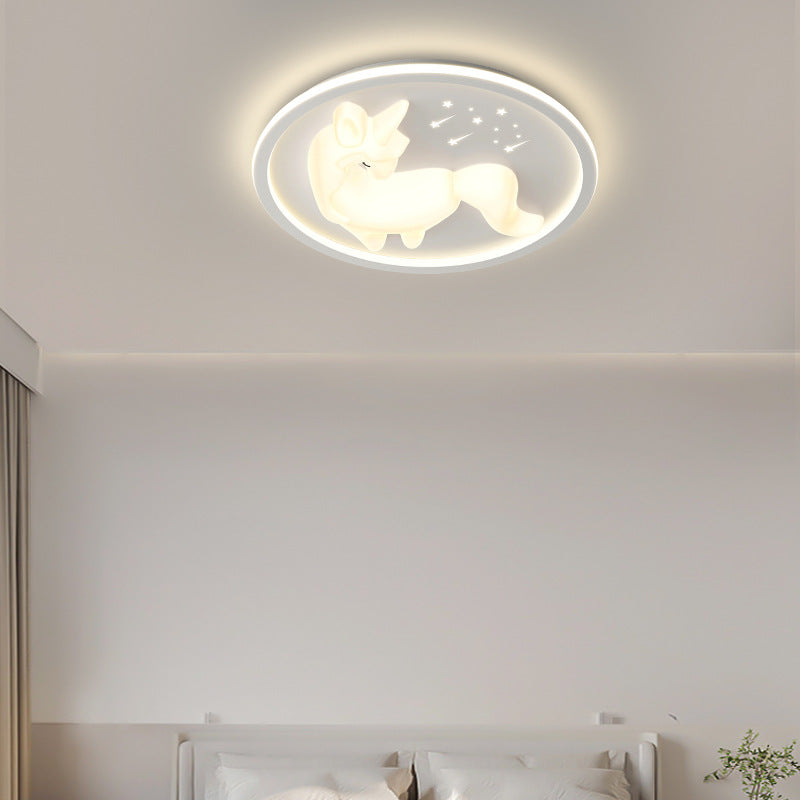 Art Deco Iron Unicorn LED Flush Ceiling Light