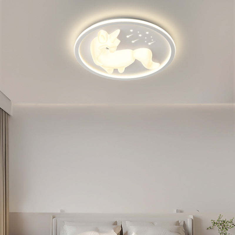 Art Deco Iron Unicorn LED Flush Ceiling Light