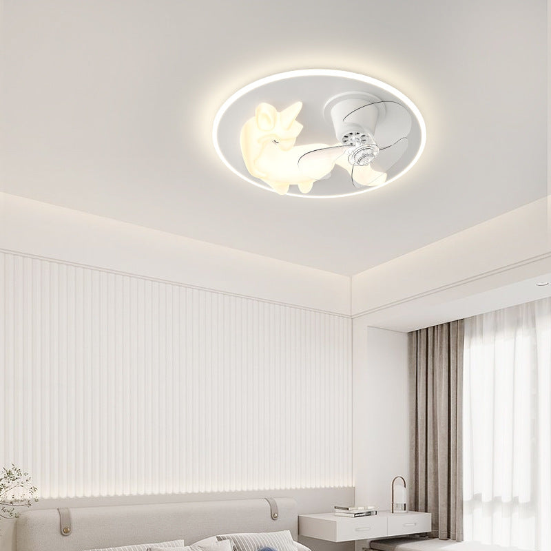 Art Deco Iron Unicorn LED Flush Ceiling Light