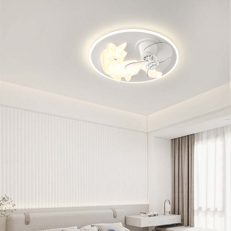 Art Deco Iron Unicorn LED Flush Ceiling Light