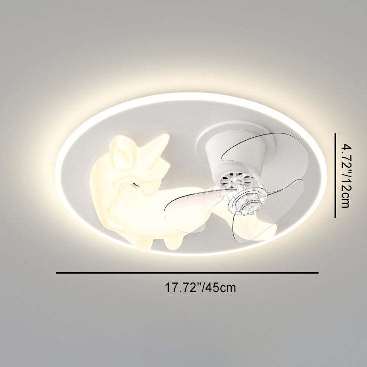 Art Deco Iron Unicorn LED Flush Ceiling Light