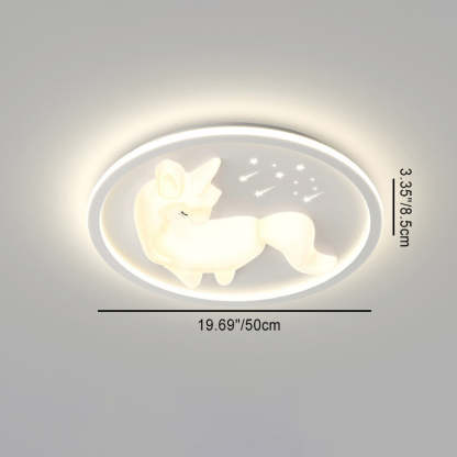 Art Deco Iron Unicorn LED Flush Ceiling Light