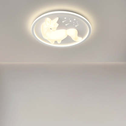 Art Deco Iron Unicorn LED Flush Ceiling Light