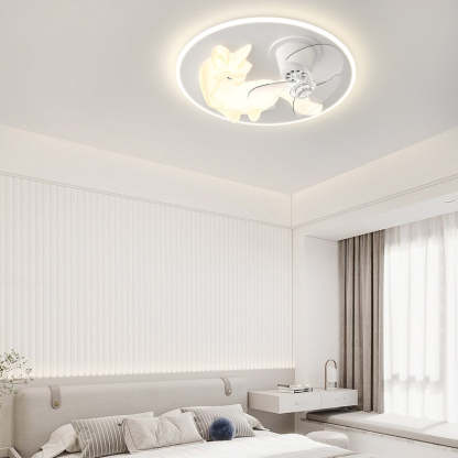 Art Deco Iron Unicorn LED Flush Ceiling Light