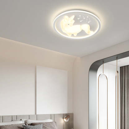Art Deco Iron Unicorn LED Flush Ceiling Light