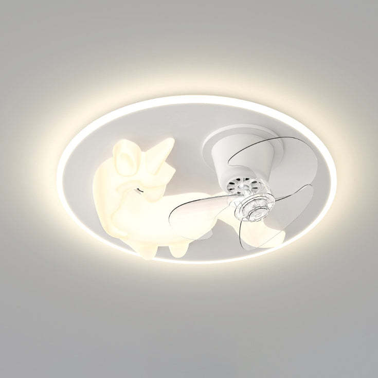 Art Deco Iron Unicorn LED Flush Ceiling Light