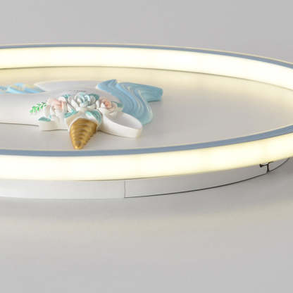 Kids Acrylic Iron Unicorn Round LED Flush Ceiling Light