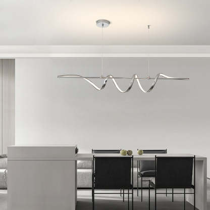 Contemporary Aluminum Curved Linear LED Island Chandelier