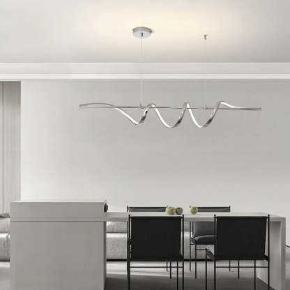 Contemporary Aluminum Curved Linear LED Island Chandelier — Black / 110V-120V For US/CA / Infinitely Dimmable