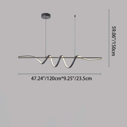 Contemporary Aluminum Curved Linear LED Island Chandelier — Black / 220V-240V For UK/AU / Infinitely Dimmable