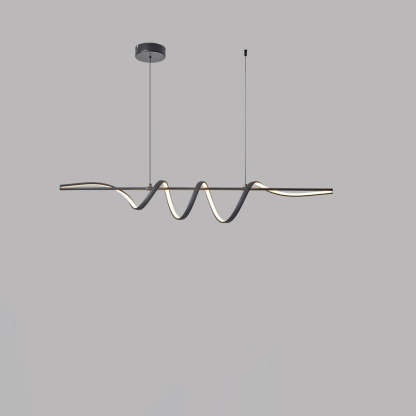 Contemporary Aluminum Curved Linear LED Island Chandelier