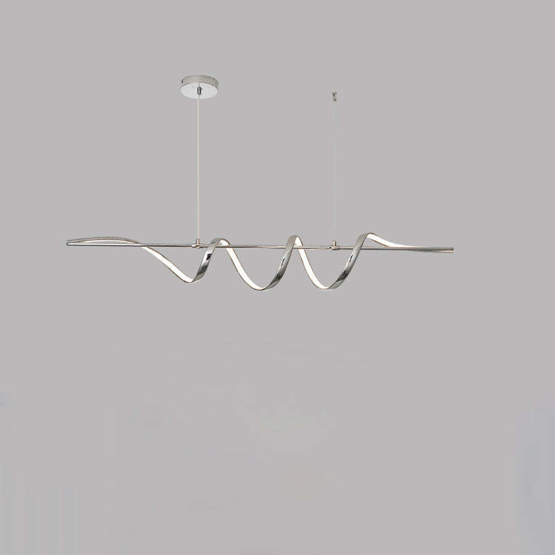 Contemporary Aluminum Curved Linear LED Island Chandelier