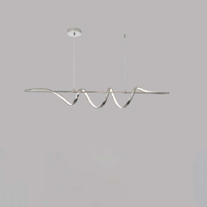 Contemporary Aluminum Curved Linear LED Island Chandelier