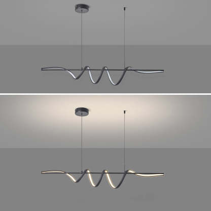 Contemporary Aluminum Curved Linear LED Island Chandelier