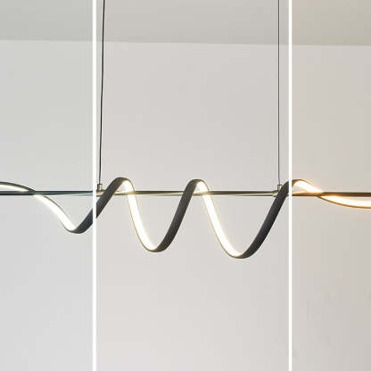 Contemporary Aluminum Curved Linear LED Island Chandelier