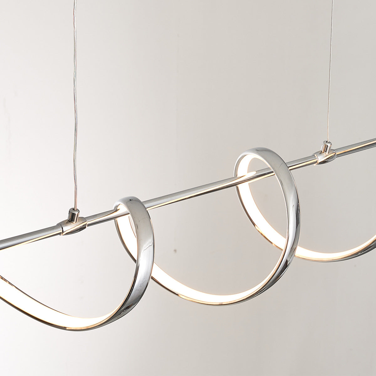 Contemporary Aluminum Curved Linear LED Island Chandelier