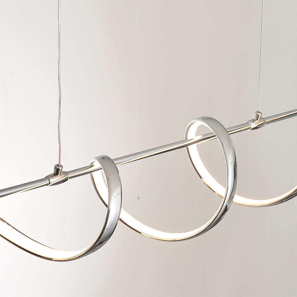 Contemporary Aluminum Curved Linear LED Island Chandelier