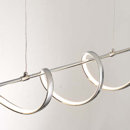 Contemporary Aluminum Curved Linear LED Island Chandelier