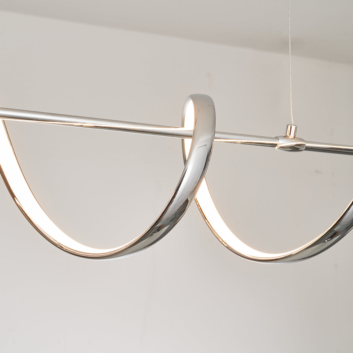 Contemporary Aluminum Curved Linear LED Island Chandelier