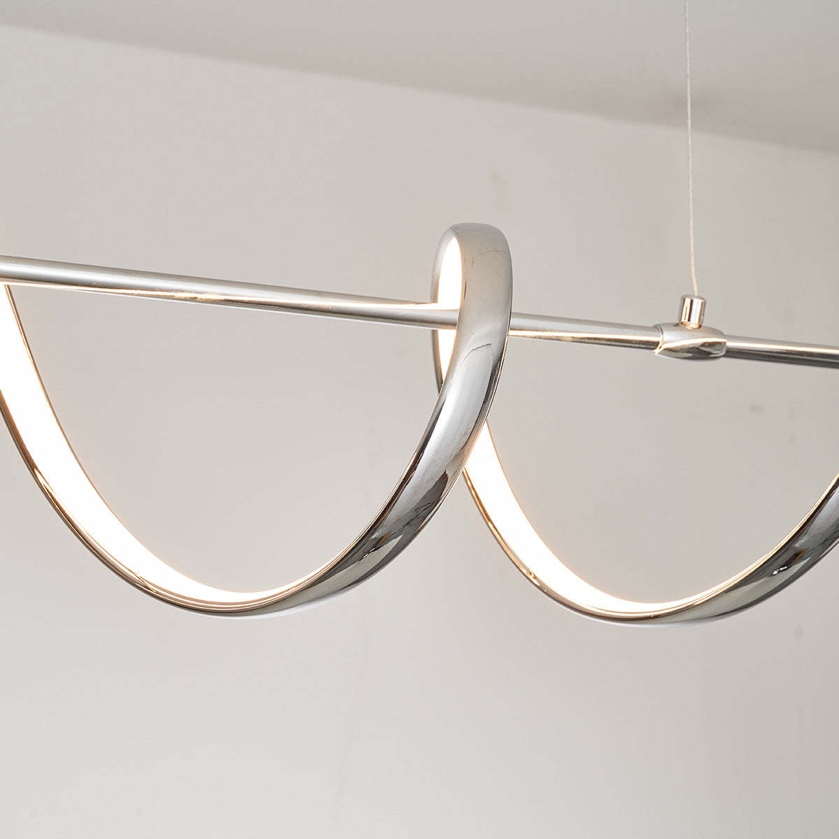 Contemporary Aluminum Curved Linear LED Island Chandelier