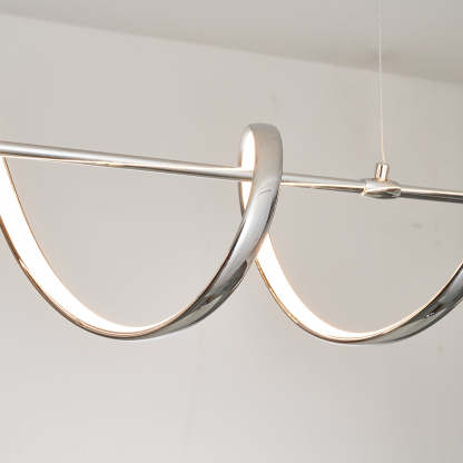 Contemporary Aluminum Curved Linear LED Island Chandelier