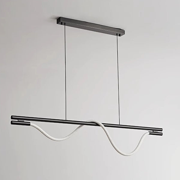 Braided Silicone Copper Curved Linear LED Island Chandelier