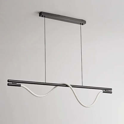 Braided Silicone Copper Curved Linear LED Island Chandelier