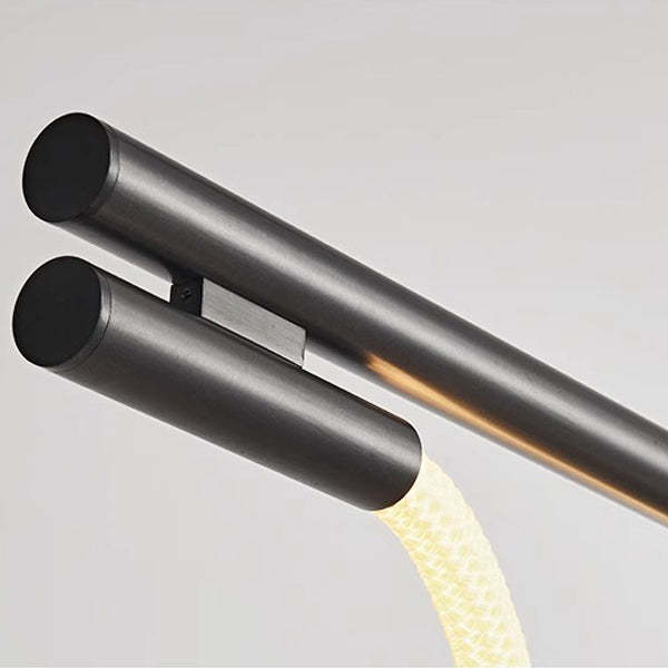 Braided Silicone Copper Curved Linear LED Island Chandelier